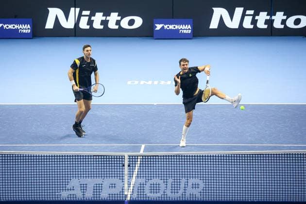 Horacio Zeballos and Marcel Granollers in double match during Nitto ATP, Tennis Herren Finals 2025, International Tennis match in Turin, Italy, November 11 2025  Copyright: xRobertaxCorradin IPAxSportx xipa-agency.netx xx IPA_67826318 IPA_Agency_IPA67826318