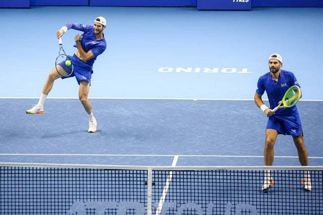 Andrea Vavassori and Simone Bolelli in double match during Nitto ATP, Tennis Herren Finals 2025, International Tennis match in Turin, Italy, November 11 2025  Copyright: xRobertaxCorradin IPAxSportx xipa-agency.netx xx IPA_67826341 IPA_Agency_IPA67826341