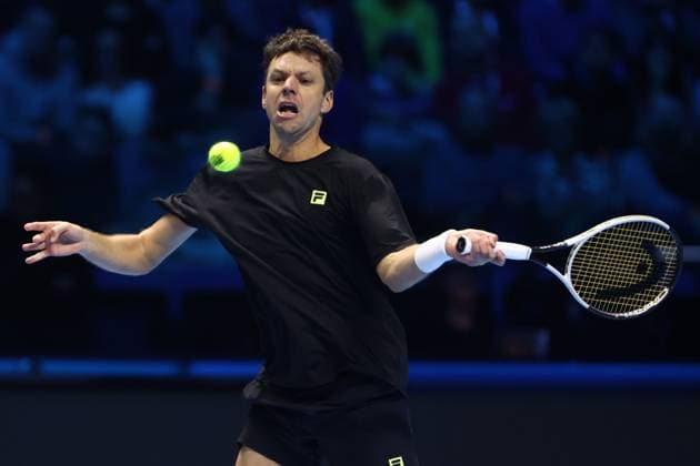 Horacio Zeballos (Argentina) controls the ball, day 3, Nitto ATP, Tennis Herren Finals 2025, INALPI Arena, November 11, 2025, Turin, Italy.
