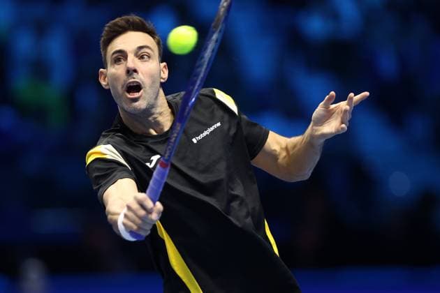Marcel Granollers (Spain) controls the ball, day 3, Nitto ATP, Tennis Herren Finals 2025, INALPI Arena, November 11, 2025, Turin, Italy.