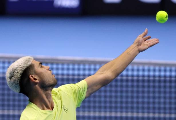 Turin, Italy: Tennis, ATP, Tennis Herren FINALS 2025 Carlos Alcaraz (ESP), Turin, Italy, November 11, 2025. Photo TURIN, ATP FINALS 2025  - ZUMAp169 20251111_zea_p169_089 Copyright: xFelicexCalabrox