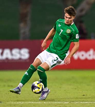 Republic of Ireland v Paraguay: Group J - FIFA U-17 World Cup Qatar 2025 Grady Mcdonnell of Republic of Ireland in action during the FIFA U-17 World Cup Qatar 2025 Group J match between Republic of Ireland v Paraguay in Doha, Qatar, on November 11, 2025. DOHA Qatar Copyright: xNOUSHADxTHEKKAYILx