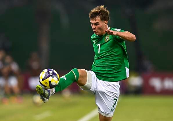Republic of Ireland v Paraguay: Group J - FIFA U-17 World Cup Qatar 2025 Grady Mcdonnell of Republic of Ireland in action during the FIFA U-17 World Cup Qatar 2025 Group J match between Republic of Ireland v Paraguay in Doha, Qatar, on November 11, 2025. DOHA Qatar Copyright: xNOUSHADxTHEKKAYILx