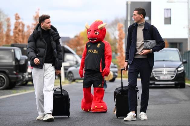 Football, World Cup qualifiers, Belgium national team, Arrival of the players in Tubize