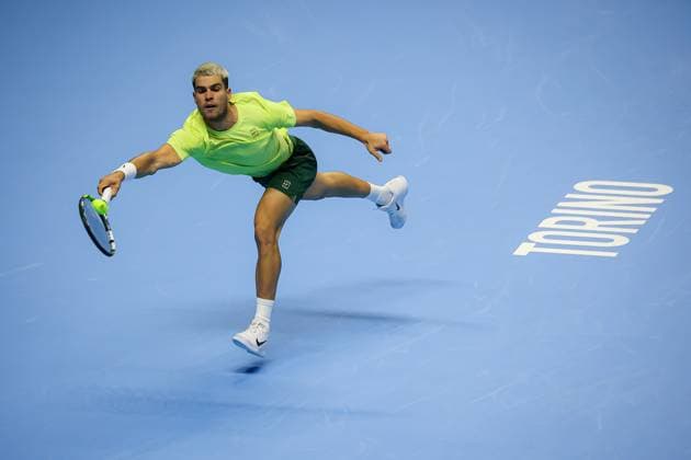 Carlos Alcaraz (ESP) during Nitto ATP, Tennis Herren Finals 2025, International Tennis match in Turin, Italy, November 11 2025  Copyright: xRobertaxCorradin IPAxSportx xipa-agency.netx xx IPA_67831385 IPA_Agency_IPA67831385