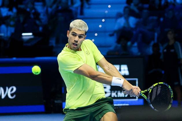 TENNIS - Internazionali di Tennis - Nitto ATP, Tennis Herren Finals 2025 Carlos Alcaraz (ESP) during Nitto ATP Finals 2025, International Tennis match in Turin, Italy, November 11 2025 Turin Italy  Copyright: xIPAxSport ABACAx