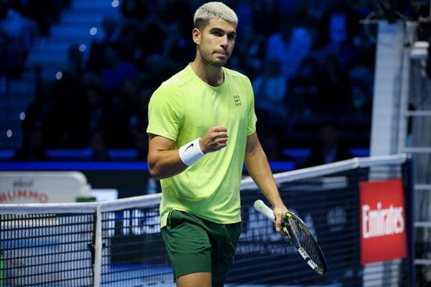 Carlos Alcaraz (ESP) during Nitto ATP, Tennis Herren Finals 2025, International Tennis match in Turin, Italy, November 11 2025  Copyright: xRobertaxCorradin IPAxSportx xipa-agency.netx xx IPA_67831691 IPA_Agency_IPA67831691