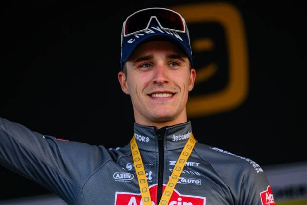 Belgian Niels Vandeputte pictured on the podium after the men s elite race at the Jaarmarktcross cyclocross cycling event in Niel, race 3 8 of the Superprestige competition, on Tuesday 11 November 2025. DAVIDxPINTENS  x140921664x