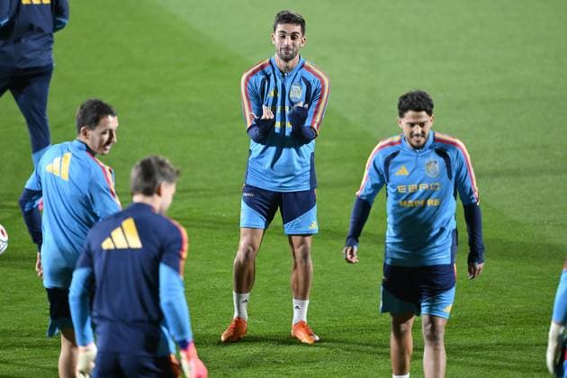 Spain National Football Team training session MADRID, SPAIN - NOVEMBER 11: Spain National Football Team player Ferran Torres (2nd R) attends the training session ahead of 2026 FIFA World Cup, WM, Weltmeisterschaft, Fussball European Qualifiers Group E football match against Georgia at the Spanish Football Federation s facilities at Las Rozas Soccer City of Madrid, Spain on November 11, 2025. Burak Akbulut Anadolu Madrid Spain. Editorial use only. Please get in touch for any other usage.  Copyright: x2025xAnadoluxBurakxAkbulutx