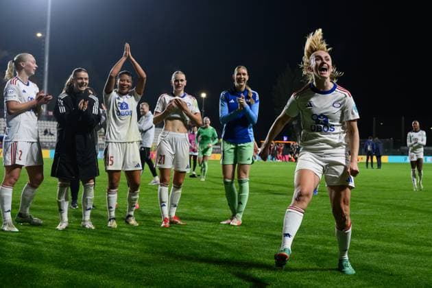 Michaela Dominique Kovacs of Valerenga celebrates at the end of the UEFA Women s Champions League 2025 2026 league phase football match between AS Roma and Valerenga at Tre Fontane stadium in Rome (Italy), November 11, 2025. AndreaxStaccioli