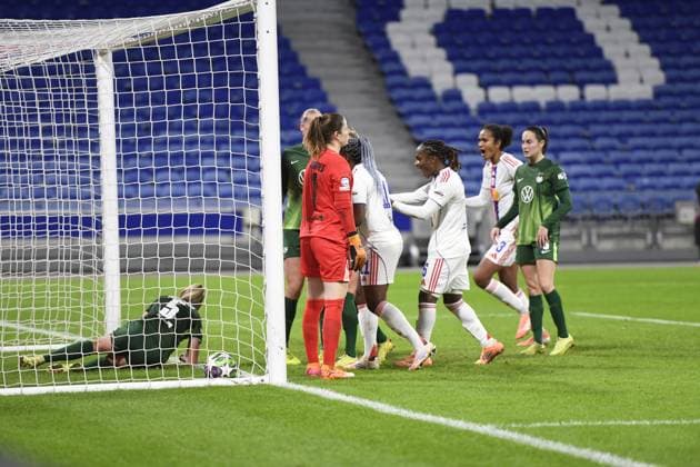 Football : Lyonnes v Wolfsburg - UEFA Women s champions league Ada HEGERBERG of Lyon scoring goal during the UEFA Womens champions league match between OL Lyonnes and Wolfsburg at Groupama Stadium Decines Charpieu Lyon France on November 11, 2025  Copyright: xx