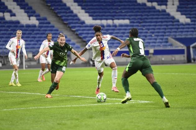 Football : Lyonnes v Wolfsburg - UEFA Women s champions league Tarciane of Lyon during the UEFA Womens champions league match between OL Lyonnes and Wolfsburg at Groupama Stadium Decines Charpieu Lyon France on November 11, 2025  Copyright: xMouradxALLILIx