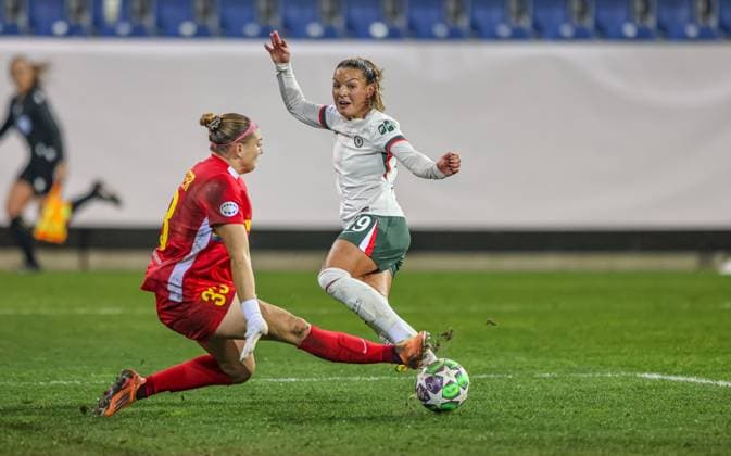AUT, München, SKN St Pölten vs Chelsea London, Women s Champions League, UEFA, Saison 2526, NV Arena, 3 Spieltag im Bild f l n r Carina Schlüter St Pölten 33 vs Johanna Rytting Kaneryd Chelsea London 19 , big chance, Torchance DFB DFL REGULATIONS PROHIBIT ANY USE OF PHOTOGRAPHS AS IMAGE SEQUENCES AND OR QUASI VIDEO, 11 11 2025, Copyright: HMBxMedia HendrikxHamelau