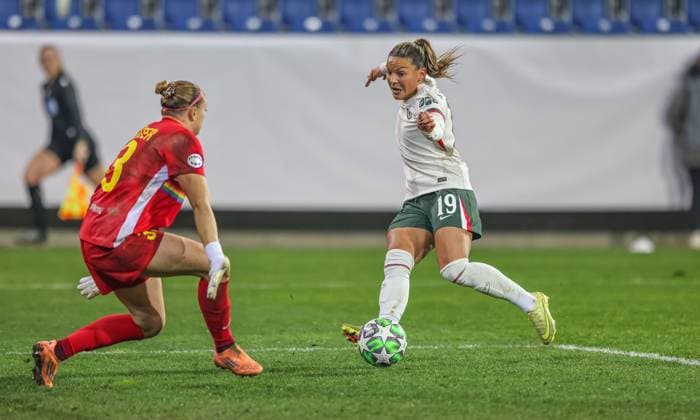 AUT, München, SKN St Pölten vs Chelsea London, Women s Champions League, UEFA, Saison 2526, NV Arena, 3 Spieltag im Bild f l n r Carina Schlüter St Pölten 33 vs Johanna Rytting Kaneryd Chelsea London 19 , big chance, Torchance DFB DFL REGULATIONS PROHIBIT ANY USE OF PHOTOGRAPHS AS IMAGE SEQUENCES AND OR QUASI VIDEO, 11 11 2025, Copyright: HMBxMedia HendrikxHamelau