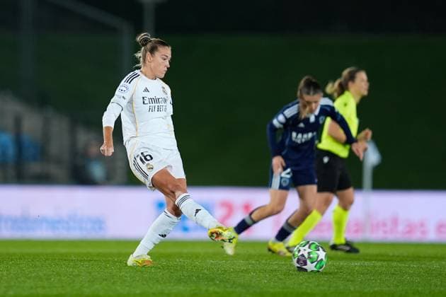 November 11, 2025, Valdebebas, Madrid, Spain: Ingrid Filippa Angeldahl of Real Madrid in action during the UEFA WomenÃ¢â‚¬â ¢s Champions League 2025 26 League Phase MD3, football match played between Real Madrid CF and Paris FC at Alfredo Di Stefano stadium on November 11, 2025, in Valdebebas, Madrid, Spain. Valdebebas Spain - ZUMAa181 20251111_zaa_a181_105 Copyright: xDennisxAgyemanx