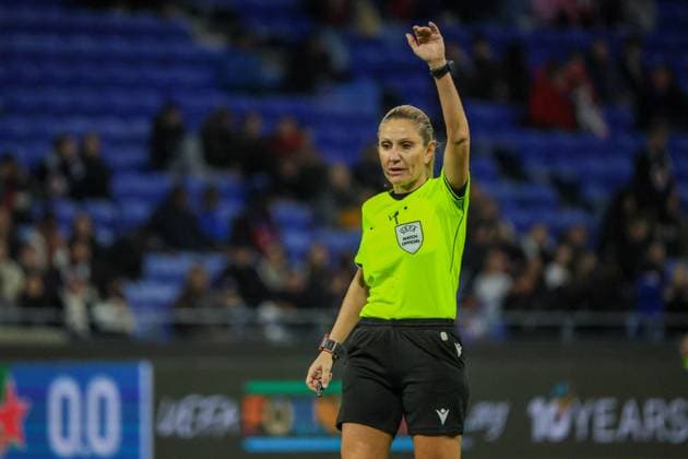 Lyon, France 11 November 2025 Champions League Women 2025 2026 OL Lyonnes vs VfL Wolfsburg Pictured Referee Eleni Antoniou Greece Groupama Stadium Copyright: xFotostandx xFantinix