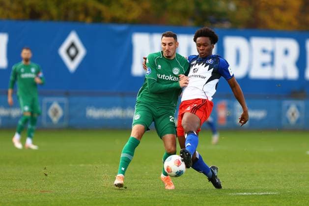 22 Aboubaka Soumahoro Hamburger SV , 27 Rui Mendes FC Groningen Football I Men I Friendly match I Season 2025 2026 I Hamburger SV FC Groningen I 12 11 2025 I Training ground Volksparkstadion