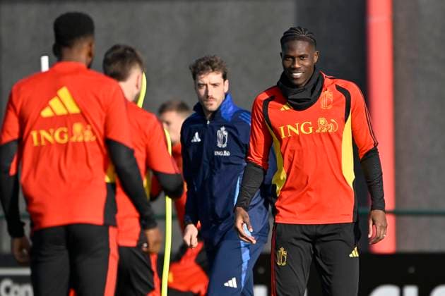 Fußball, Nationalteam Belgien Training Kazakhstan v Belgium - FIFA World Cup, WM, Weltmeisterschaft, Fussball 2026 UEFA Qualifier - Media Activities 12 11 2025 TUBIZE, BELGIUM - NOVEMBER 12 : Onana Amadou midfielder of Belgium pictured during a training session of the Belgian National Football team prior to the FIFA World Cup 2026 European Qualifiers match between Kazakhstan and Belgium on November 12, 2025 in Tubize, Belgium, 12 11 2025 Tubize Belgium  Copyright: xJanxDexMeuleneirx