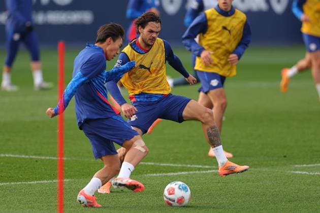 Training RB Leipzig Bundesliga Leipzig, 12 11 2025, Training center at Cottaweg, Season 2025 2026, Football, Men, 1 Bundesliga , Training RB Leipzig , In the picture Max Finkgräfe ,
