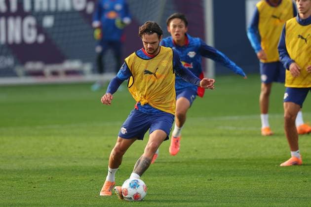 Training RB Leipzig Bundesliga Leipzig, 12 11 2025, Training center at Cottaweg, Season 2025 2026, Football, Men, 1 Bundesliga , Training RB Leipzig , In the picture Max Finkgräfe ,