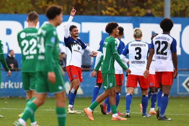 13 Guilherme Ramos Hamburger SV celebrates his goal for 6 3 Football I Men I Friendly match I Season 2025 2026 I Hamburger SV FC Groningen I 12 11 2025 I Training ground Volksparkstadion
