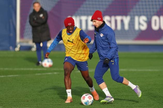 Training RB Leipzig Bundesliga Leipzig, 12 11 2025, Training center at Cottaweg, Season 2025 2026, Football, Men, 1 Bundesliga , Training RB Leipzig , In the picture Timo Werner right ,
