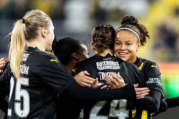 251112 Tabby Tindell and Felicia Schröder of Häcken celebrate after the 1 0 goal during the UEFA Women s Europa Cup football match between Häcken and Inter on November 12, 2025 in Gothenburg Photo Michael Erichsen BILDBYRAN COP 89 MI0901 fotboll football soccer fotball europa cup häcken inter uefa womens europa cup dam bbeng internazionale milano jubel  Copyright: MICHAELxERICHSEN BB251112MI011