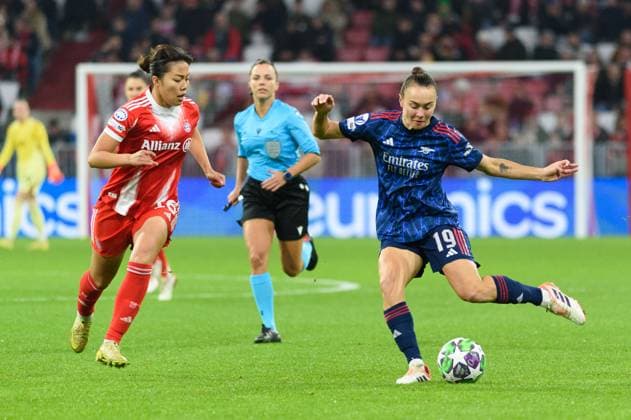 Caitlin Foord (19 Arsenal) during the UEFA Womens Champions League league phase match between FC Bayern Munich and Arsenal WFC at Allianz Arena in Munich, Germany. Copyright: xSvenxBeyrich SPPx Sportspressphoto_SPR61190