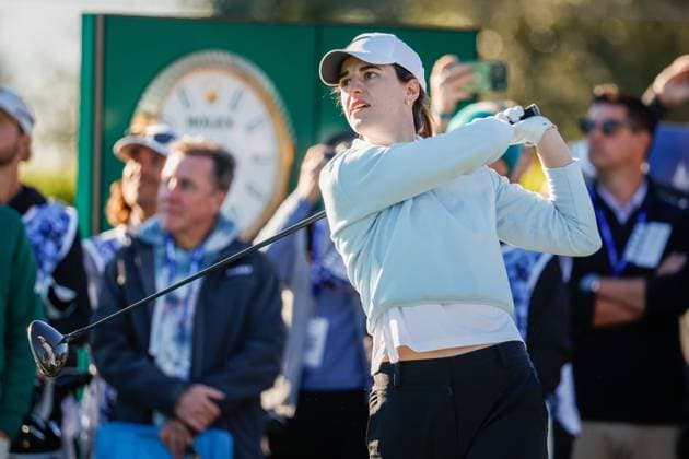 November 12, 2025, Belleair, Florida, USA: Indiana Fever guard Caitlin Clark tees off on hole one during The ANNIKA driven by Gainbridge Pro-Am at the Pelican Golf Club at on Wednesday, Nov. 12, 2025, in Belleair. Belleair USA - ZUMAs70_ 20251112_zan_s70_008 Copyright: xJeffereexWoox