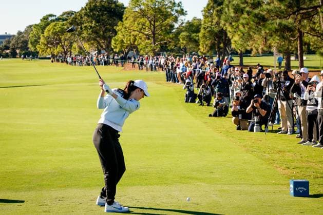 November 12, 2025, Belleair, Florida, USA: Indiana Fever guard Caitlin Clark tees off on hole two during The ANNIKA driven by Gainbridge Pro-Am at the Pelican Golf Club at on Wednesday, Nov. 12, 2025, in Belleair. Belleair USA - ZUMAs70_ 20251112_zan_s70_009 Copyright: xJeffereexWoox