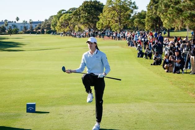 November 12, 2025, Belleair, Florida, USA: Indiana Fever guard Caitlin Clark reacts, after she tees off on hole one during The ANNIKA driven by Gainbridge Pro-Am at the Pelican Golf Club at on Wednesday, Nov. 12, 2025, in Belleair. Belleair USA - ZUMAs70_ 20251112_zan_s70_011 Copyright: xJeffereexWoox
