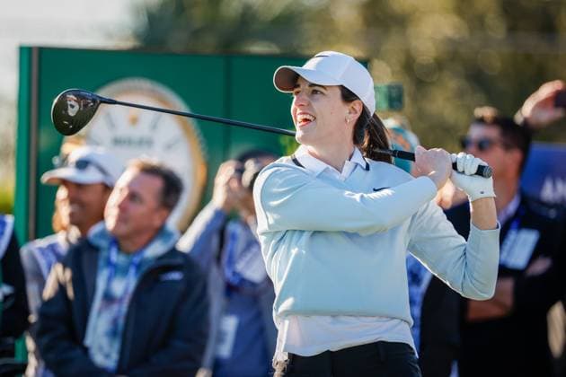 November 12, 2025, Belleair, Florida, USA: Indiana Fever guard Caitlin Clark tees off on hole one during The ANNIKA driven by Gainbridge Pro-Am at the Pelican Golf Club at on Wednesday, Nov. 12, 2025, in Belleair. Belleair USA - ZUMAs70_ 20251112_zan_s70_017 Copyright: xJeffereexWoox