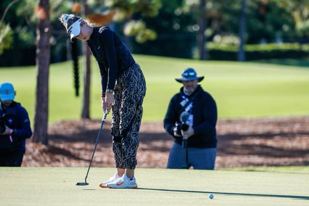 November 12, 2025, Belleair, Florida, USA: LPGA, Golf Damen pro golfer Nelly Korda putts on hole one during The ANNIKA driven by Gainbridge Pro-Am at the Pelican Golf Club at on Wednesday, Nov. 12, 2025, in Belleair. Belleair USA - ZUMAs70_ 20251112_zan_s70_020 Copyright: xJeffereexWoox