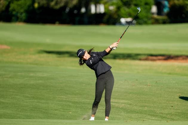 November 12, 2025, Belleair, Florida, USA: Kai Trump, the granddaughter of President Trump, hits an iron shot on the 10th hole during The ANNIKA driven by Gainbridge Pro-Am at the Pelican Golf Club at on Wednesday, Nov. 12, 2025, in Belleair. Belleair USA - ZUMAs70_ 20251112_zan_s70_026 Copyright: xJeffereexWoox