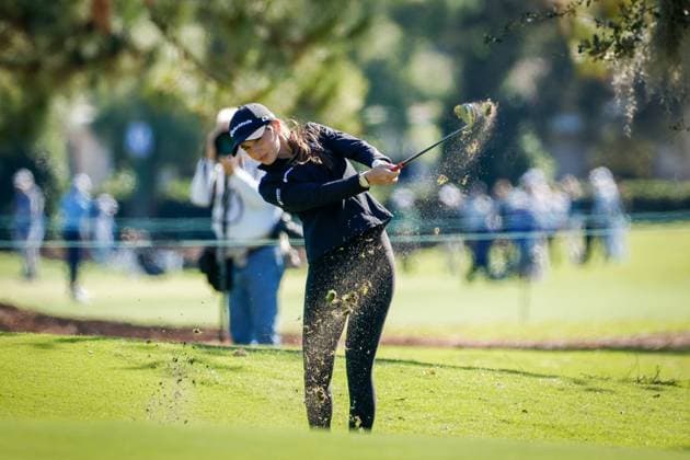 November 12, 2025, Belleair, Florida, USA: Kai Trump, the granddaughter of President Trump, hits an iron shot on the 11th hole during The ANNIKA driven by Gainbridge Pro-Am at the Pelican Golf Club at on Wednesday, Nov. 12, 2025, in Belleair. Belleair USA - ZUMAs70_ 20251112_zan_s70_029 Copyright: xJeffereexWoox