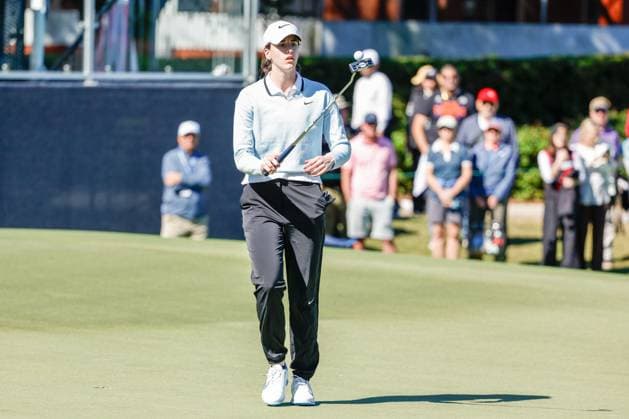 November 12, 2025, Belleair, Florida, USA: Indiana Fever guard Caitlin Clark finishes playing on the 12th hole during The ANNIKA driven by Gainbridge Pro-Am at the Pelican Golf Club at on Wednesday, Nov. 12, 2025, in Belleair. Belleair USA - ZUMAs70_ 20251112_zan_s70_036 Copyright: xJeffereexWoox