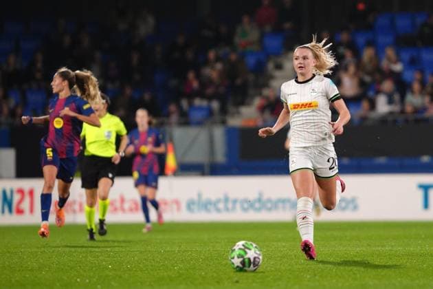 OHL Women s Manon Heremans pictured in action during a soccer match between Spanish FC Barcelona, Barca Femeni and Oud-Heverlee Leuven Women, Wednesday 12 November 2025 in Barcelona, Spain, the third game in the league phase of the UEFA Women s Champions League competition. JOMAxGARCIAxIxGISBERT  x141153178x