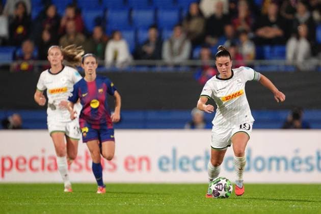 OHL Women s Jeslynn Kuijpers pictured in action during a soccer match between Spanish FC Barcelona, Barca Femeni and Oud-Heverlee Leuven Women, Wednesday 12 November 2025 in Barcelona, Spain, the third game in the league phase of the UEFA Women s Champions League competition. JOMAxGARCIAxIxGISBERT  x141153357x