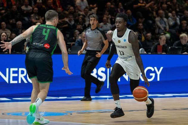 Germany, Basketball, FIBA, FIBA Europe Cup Volkswagen Halle Basketball Löwen Braunschweig KB Trepca on 12 11 in Braunschweig Volkswagen Halle Barra Njie G, Basketball Löwen Braunschweig Copyright: xSvenxHeidmannx
