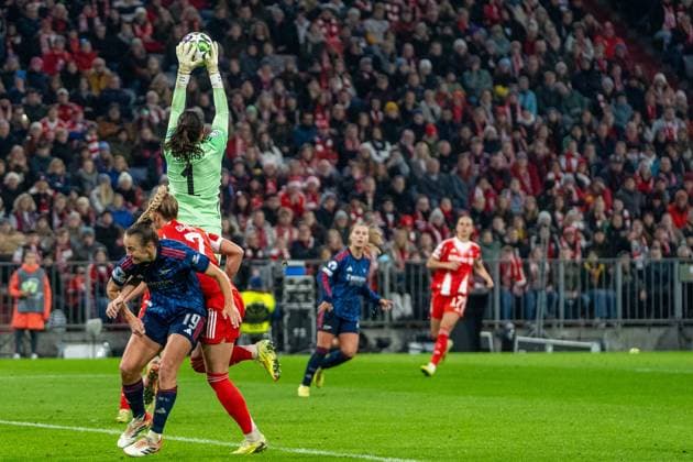 Maria Luisa Grohs 1 Bayern in action at the UEFA Womens Champions League match FC Bayern Munich Arsenal Women FC on 12 11 2025 Munich Allianz Arena Bayern Germany