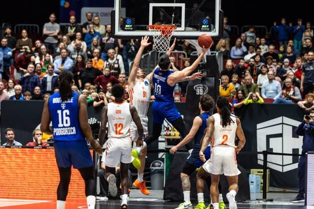 GER, BKT EuroCup, Season 2025 2026, Niners Chemnitz Buducnost VOLI Podgorica 12 11 2025, Fair, Chemnitz, GER, BKT EuroCup, Season 2025 2026, Niners Chemnitz Buducnost VOLI Podgorica Nikola Tanaskovic Buducnost VOLI Podgorica 10 Photo Alexander Trienitz Chemnitz Fair Saxony Germany