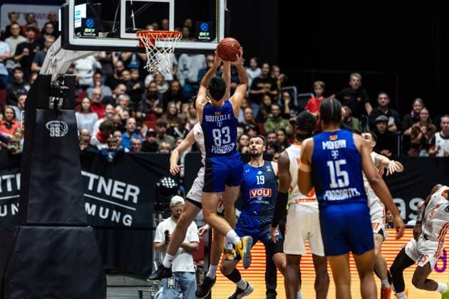 GER, BKT EuroCup, season 2025 2026, Niners Chemnitz Buducnost VOLI Podgorica 12 11 2025, Messe, Chemnitz, GER, BKT EuroCup, season 2025 2026, Niners Chemnitz Buducnost VOLI Podgorica Axel Bouteille Buducnost VOLI Podgorica 83 Foto Alexander Trienitz Chemnitz Messe Sachsen Germany
