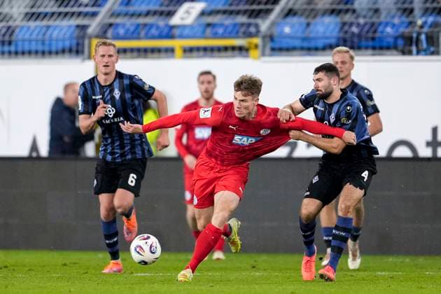 v li Felix Kendel FC Astoria, 11 , Tim Sechelmann SVWM, 4 , duel, duel, tackle, tackling, dynamics, action, action, 12 11 2025, Mannheim Germany , football, bfv Rothaus Pokal, quarterfinal, SV Waldhof Mannheim FC Astoria Walldorf, DFB DFL REGULATIONS PROHIBIT ANY USE OF PHOTOGRAPHS AS IMAGE SEQUENCES AND OR QUASI VIDEO xozx