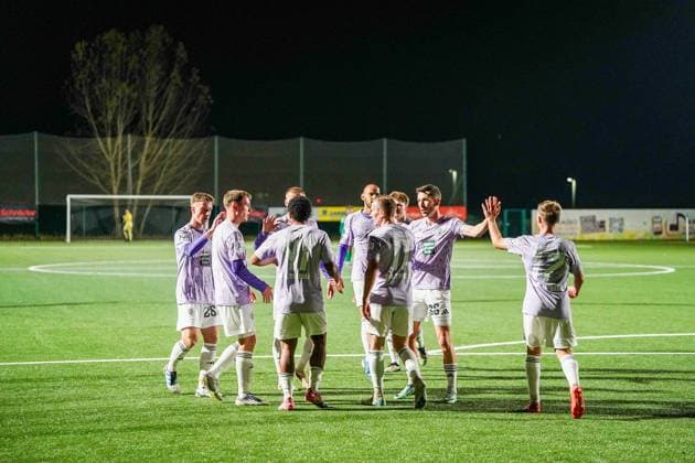 12 11 2025, xdaymx, Soccer Sparkassen Pokal Saar, SV Auersmacher FC 08 Homburg Goal celebration to 0 3 of Homburg after the goal of Ken Mata DFL DFB REGULATIONS PROHIBIT ANY USE OF PHOTOGRAPHS as IMAGE SEQUENCES and or QUASI VIDEO Kleinblittersdorf