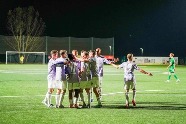12 11 2025, xdaymx, Soccer Sparkassen Pokal Saar, SV Auersmacher FC 08 Homburg Goal celebration to 0 3 of Homburg after the goal of Ken Mata DFL DFB REGULATIONS PROHIBIT ANY USE OF PHOTOGRAPHS as IMAGE SEQUENCES and or QUASI VIDEO Kleinblittersdorf