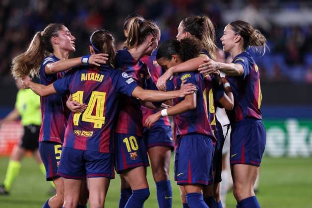 November 12, 2025, Sant Joan Despi, Barcelona, Spain: Alexia Putellas Segura of FC Barcelona, Barca celebrates a goal with teammates during the UEFA WomenÃ¢â‚¬â ¢s Champions League 2025 26 League Phase MD3, football match played between FC Barcelona and OH Leuven at Johan Cruyff Stadium on November 12, 2025 in Sant Joan Despi, Spain. Sant Joan Despi Spain - ZUMAa181 20251112_zaa_a181_214 Copyright: xJavierxBorregox