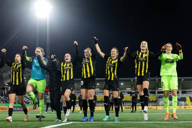 251112 Players of Häcken celebrates after the UEFA Women s Europa Cup football match between Häcken and Inter on November 12, 2025 in Gothenburg Photo Michael Erichsen BILDBYRAN COP 89 MI0901 Internazionale Milano bbeng dam europa cup football fotball fotboll häcken inter soccer uefa womens europa cup jubel  Copyright: MICHAELxERICHSEN BB251112MI041