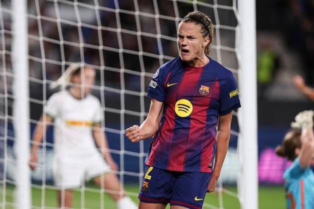 November 12, 2025, Sant Joan Despi, Barcelona, Spain: Irene Paredes Hernandez of FC Barcelona, Barca celebrates a goal during the UEFA WomenÃ¢â‚¬â ¢s Champions League 2025 26 League Phase MD3, football match played between FC Barcelona and OH Leuven at Johan Cruyff Stadium on November 12, 2025 in Sant Joan Despi, Spain. Sant Joan Despi Spain - ZUMAa181 20251112_zaa_a181_242 Copyright: xJavierxBorregox