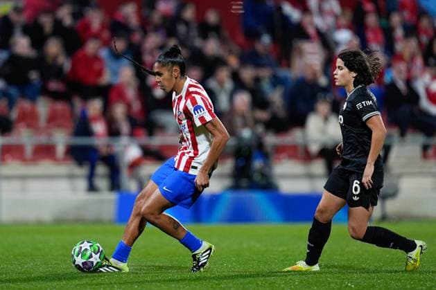 November 12, 2025, Alcala De Henares, Madrid, Spain: Gabriela Garcia of Atletico de Madrid in action during the UEFA WomenÃ¢â‚¬â ¢s Champions League 2025 26 League Phase MD3, football match played between Atletico de Madrid and Juventus FC at Centro Deportivo Alcala de Henares on November 12, 2025, in Alcala de Henares, Madrid, Spain. Alcala De Henares Spain - ZUMAa181 20251112_zaa_a181_285 Copyright: xDennisxAgyemanx