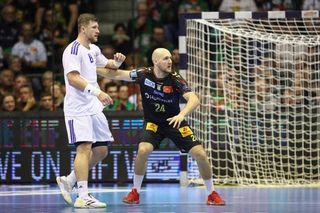 12 11 2025, xtgx, Handball, EHF Champions League, SC Magdeburg HC Zagreb v l Adin Faljic Zagreb, 8 , Christian O Sullivan Magdeburg, 24 duel, duel, fight, tackle Magdeubrg